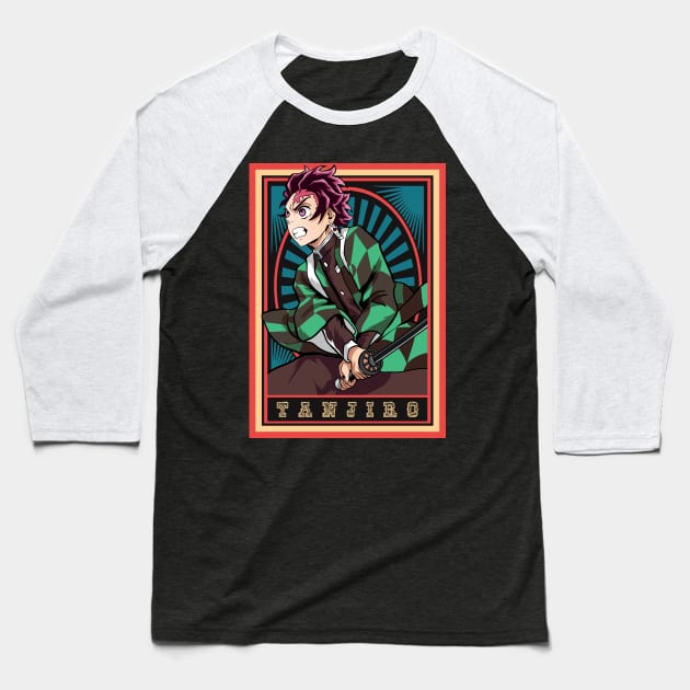 Demon Slayer Anime - Tanjiro Kamado Baseball T-Shirt by mounier